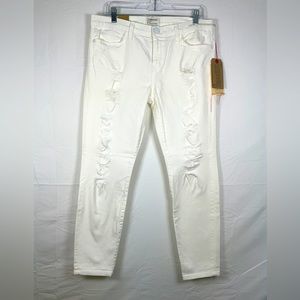 NWT Women’s Current Elliott The Stiletto Cropped Skinny White Destroyed Jeans 32